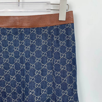 Gucci Blue Logo Print Cotton Skirt