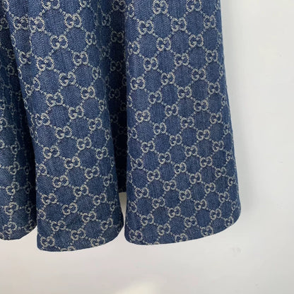 Gucci Blue Logo Print Cotton Skirt