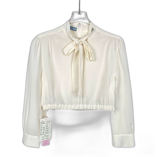 Prada Cream Long Sleeve Silk Shirt