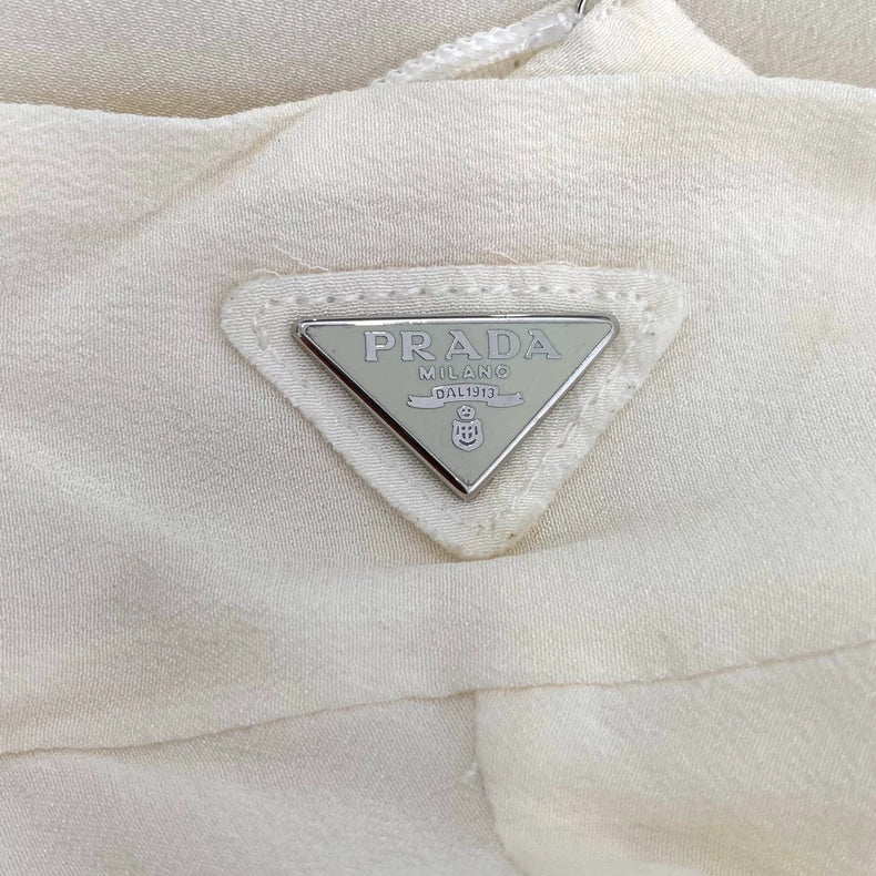 Prada Cream Long Sleeve Silk Shirt