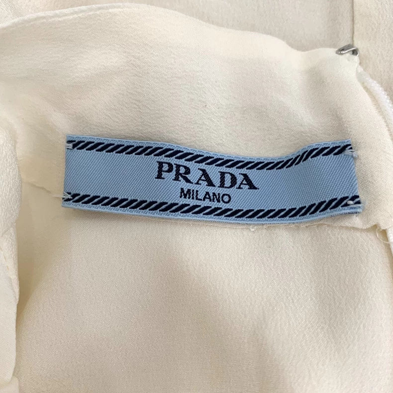 Prada Cream Long Sleeve Silk Shirt