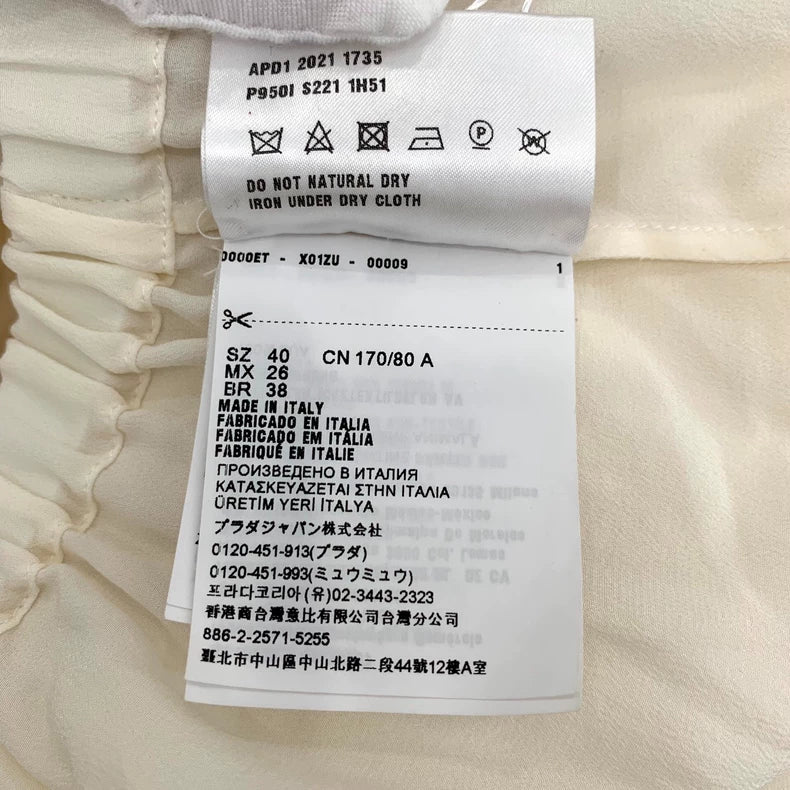 Prada Cream Long Sleeve Silk Shirt