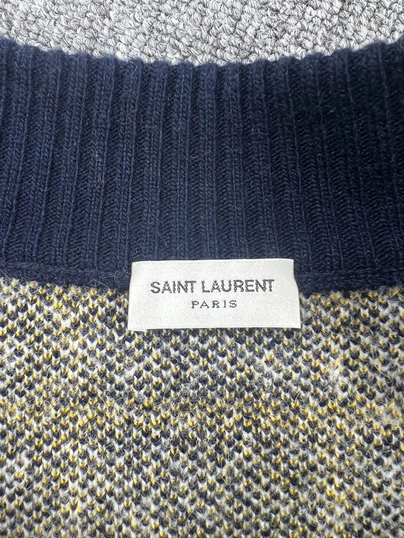 Saint Laurent Checked Wool Cardigan