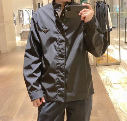 Prada Black Triangle Logo Coach Jacket