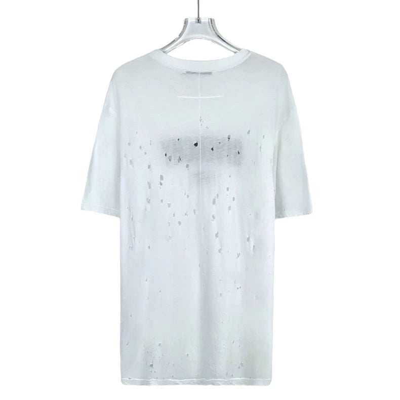 Givenchy White Logo Distressed Cotton T-Shirt