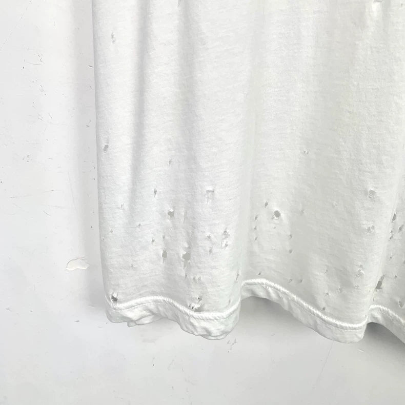 Givenchy White Logo Distressed Cotton T-Shirt