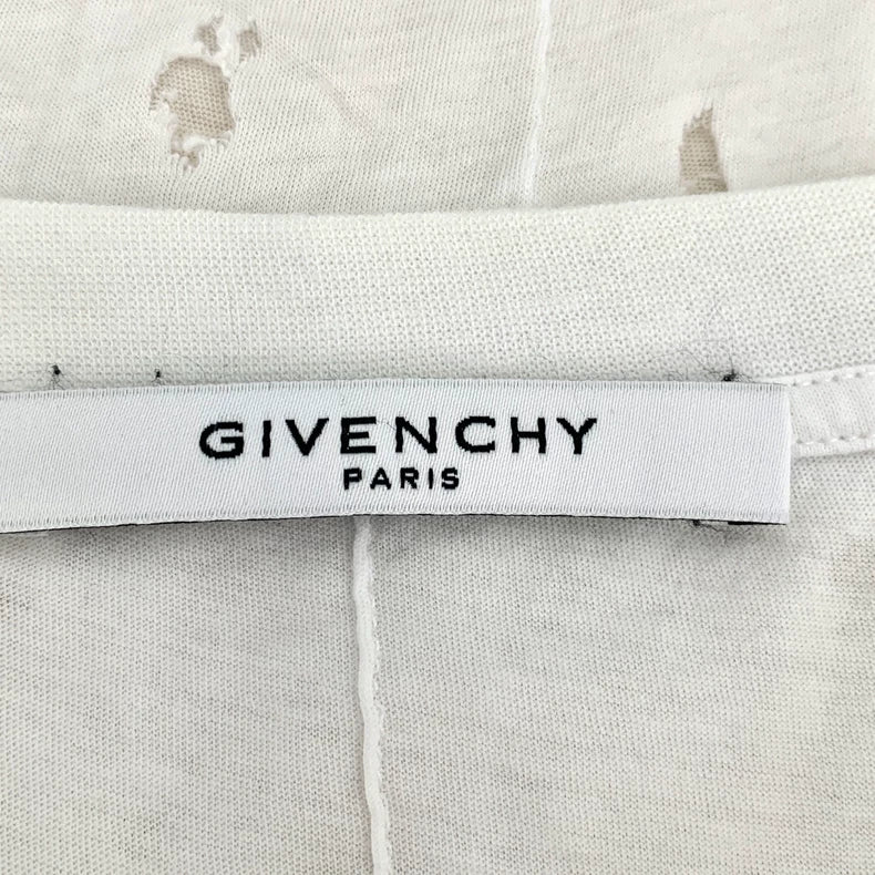 Givenchy White Logo Distressed Cotton T-Shirt