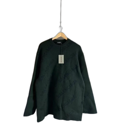 Balenciaga Green Printed Wool Sweater Size M