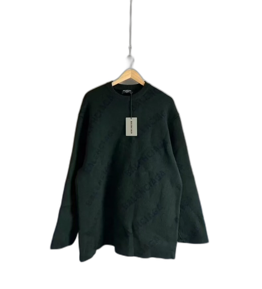 Balenciaga Green Printed Wool Sweater Size M