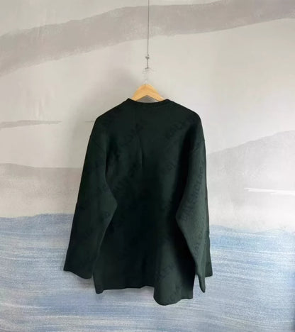 Balenciaga Green Printed Wool Sweater Size M