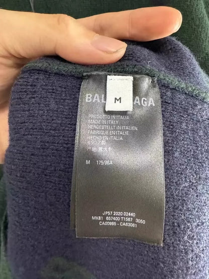 Balenciaga Green Printed Wool Sweater Size M