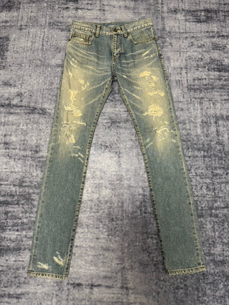 Saint Laurent Distressed Blue Jeans