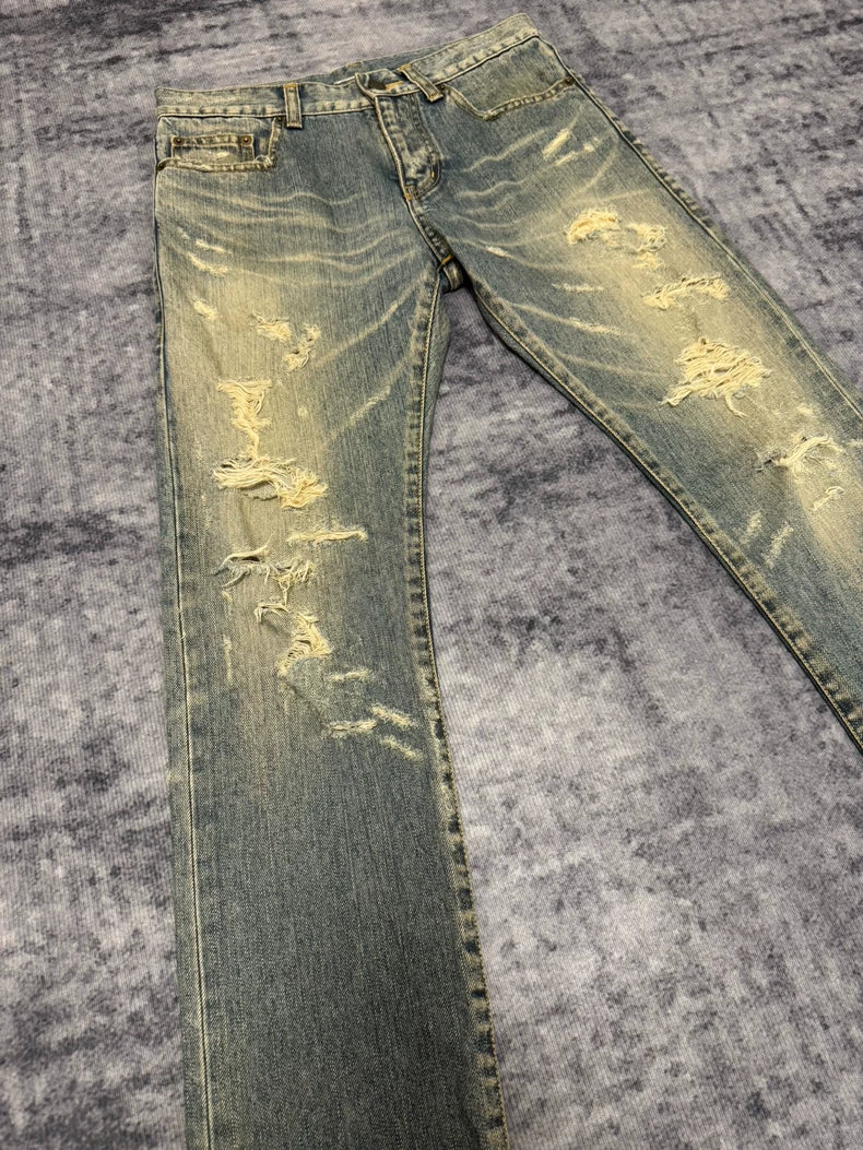 Saint Laurent Distressed Blue Jeans