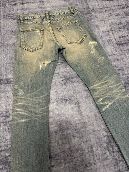 Saint Laurent Distressed Blue Jeans