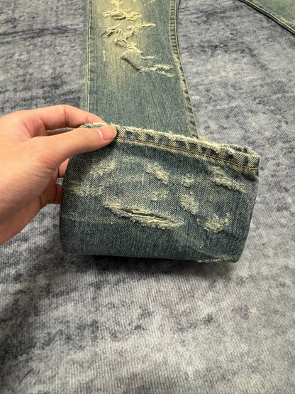 Saint Laurent Distressed Blue Jeans