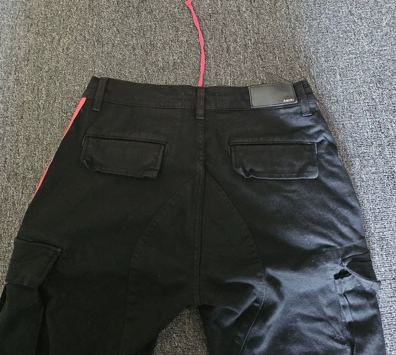 Amiri Black Jeans with Red Stripes-yf