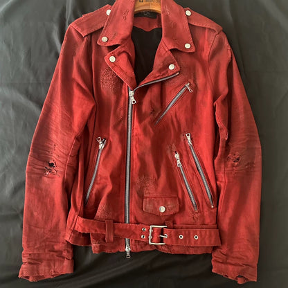 Amiri Red Suede Leather Jacket