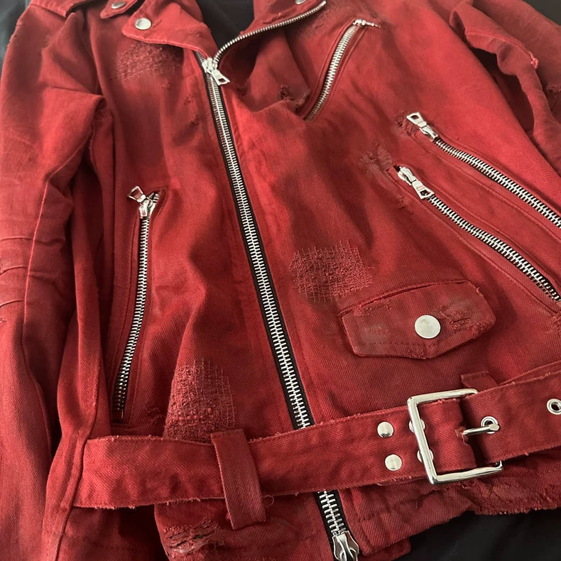 Amiri Red Suede Leather Jacket