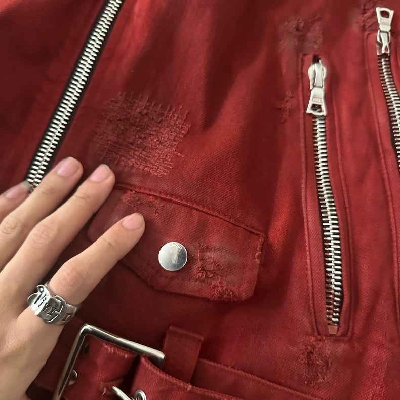 Amiri Red Suede Leather Jacket