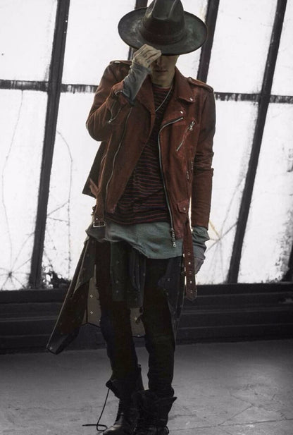 Amiri Red Suede Leather Jacket