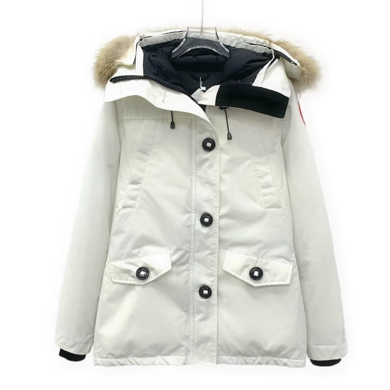 Canada Goose White Fur Hooded Down Jacket-yf