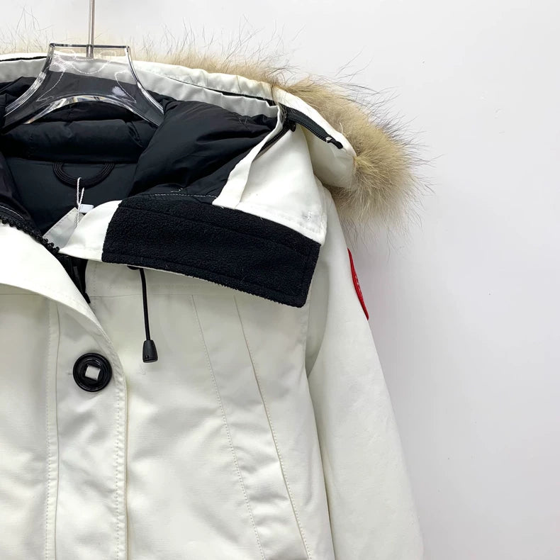 Canada Goose White Fur Hooded Down Jacket-yf