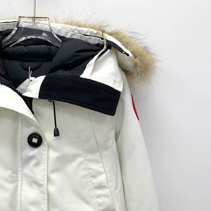 Canada Goose White Fur Hooded Down Jacket-yf