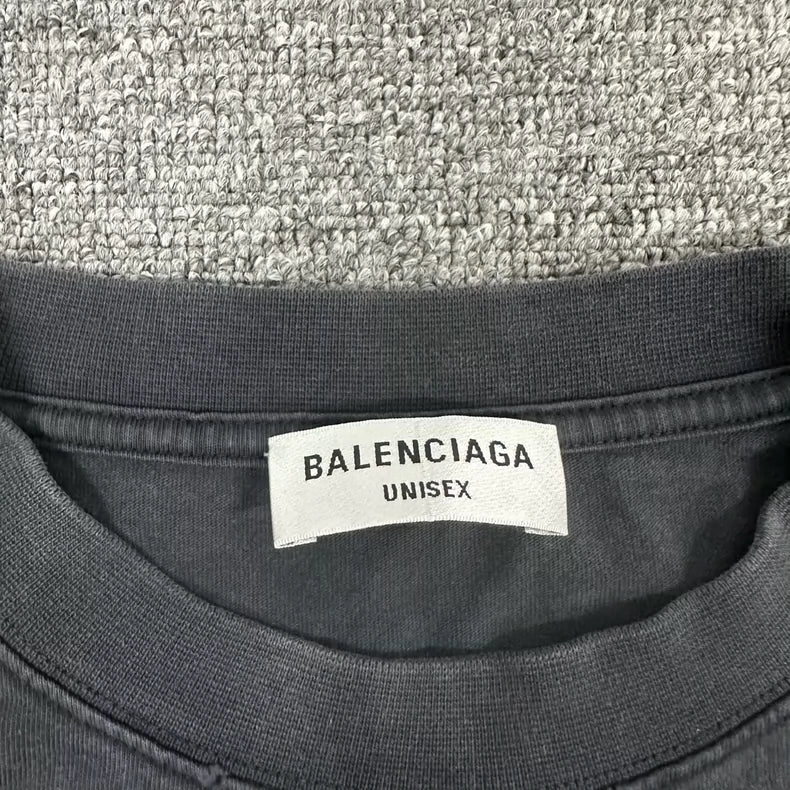 Balenciaga Distressed Letter Print Short Sleeve T-shirt