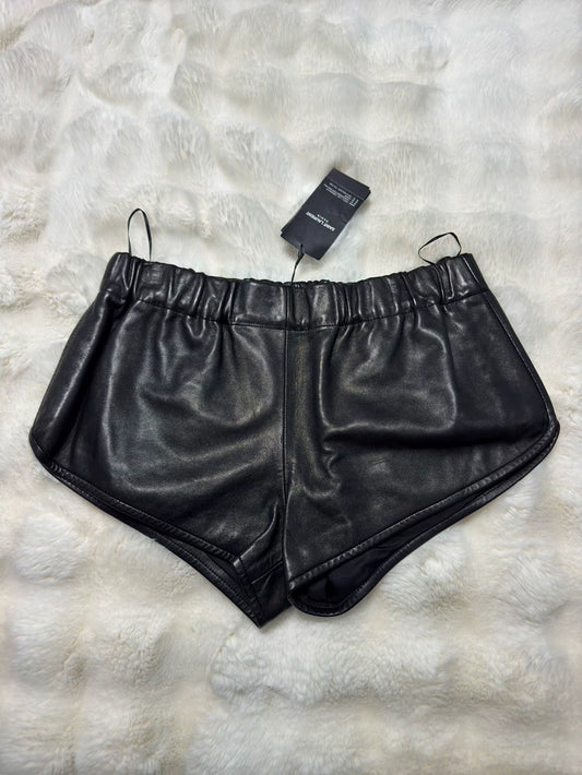 Saint Laurent Black Leather Shorts with Tags