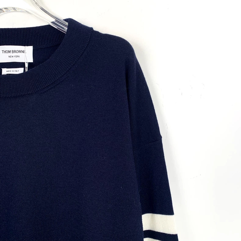 Classic Navy Wool Crew Neck Sweater