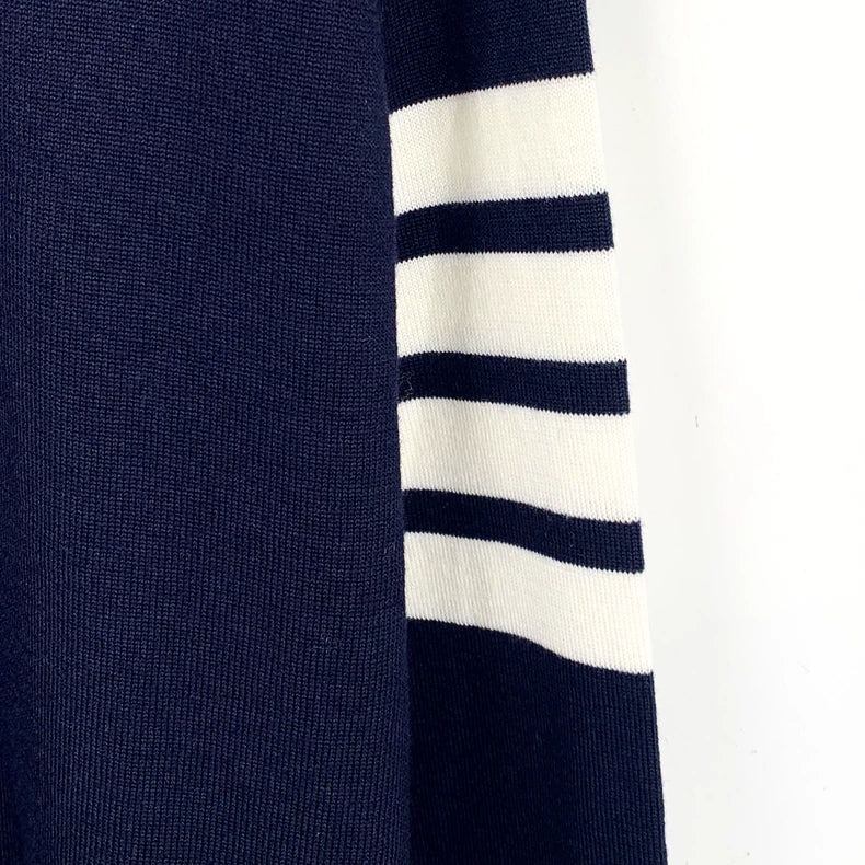 Classic Navy Wool Crew Neck Sweater