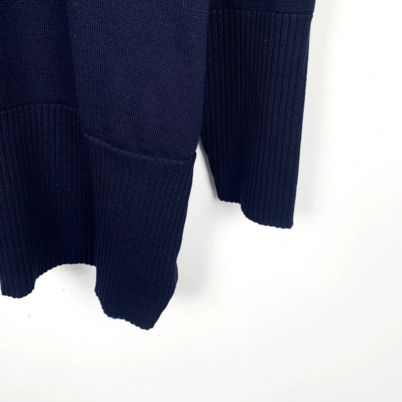Classic Navy Wool Crew Neck Sweater