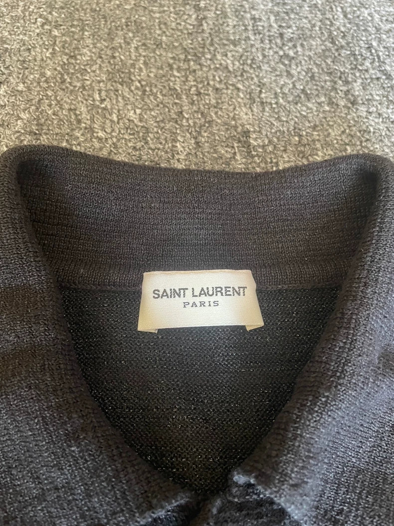 Saint Laurent Linen Striped Polo Shirt-yf