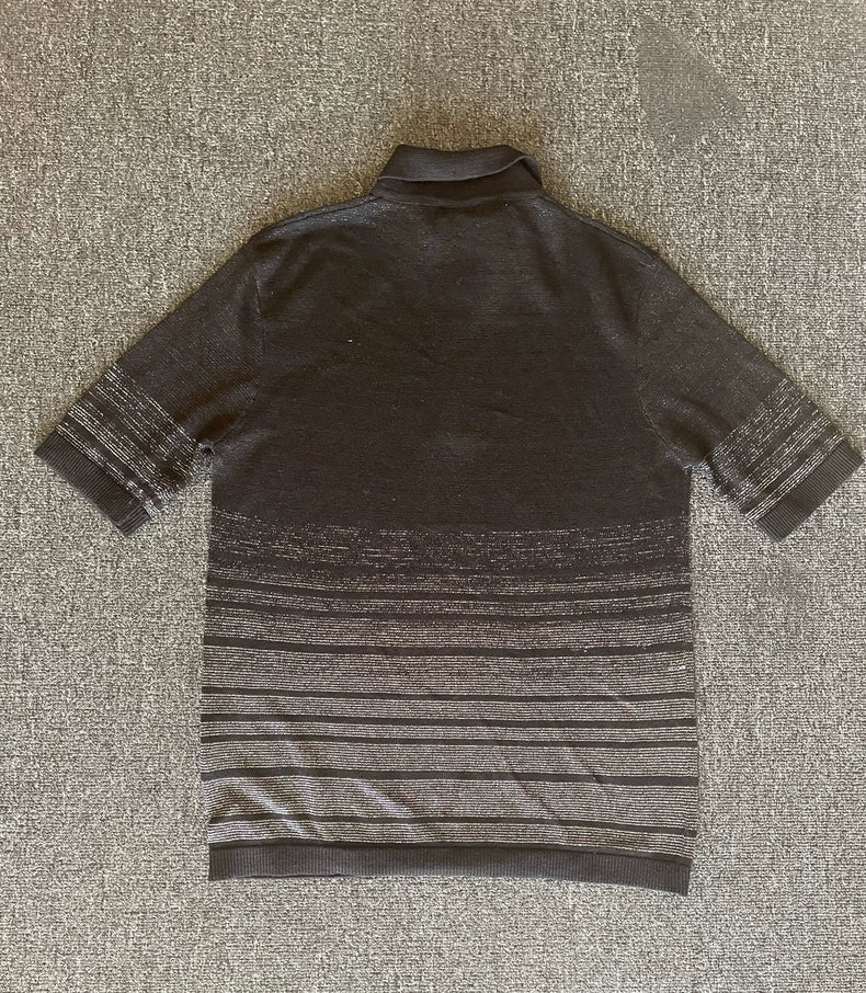 Saint Laurent Linen Striped Polo Shirt-yf