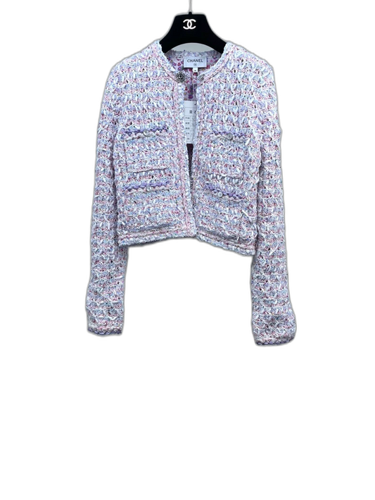 Chanel Pink Sequined Knit Cardigan