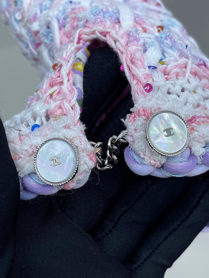 Chanel Pink Sequined Knit Cardigan