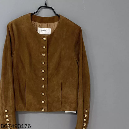 Celine Brown Suede Leather Jacket-yf