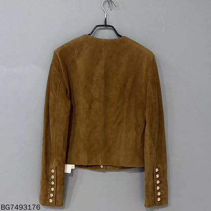 Celine Brown Suede Leather Jacket-yf