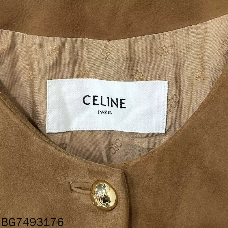 Celine Brown Suede Leather Jacket-yf