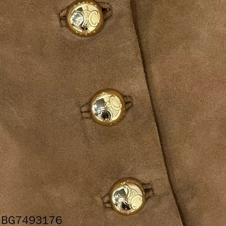 Celine Brown Suede Leather Jacket-yf