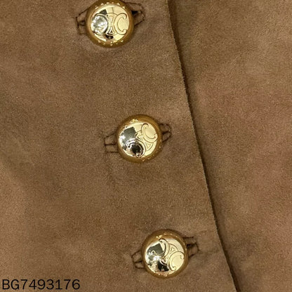 Celine Brown Suede Leather Jacket-yf