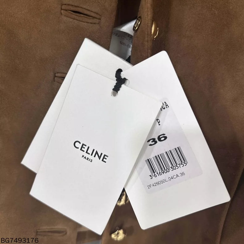 Celine Brown Suede Leather Jacket-yf