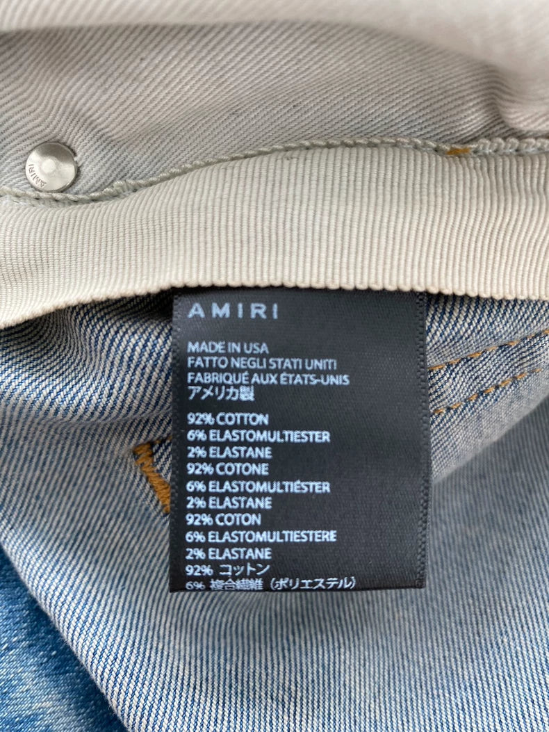 Amiri Blue Pink Floral Patchwork Jeans