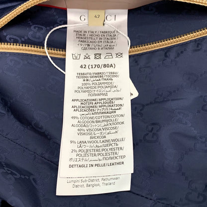 Gucci Blue Logo Print Hooded Jacket