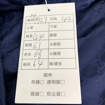 Gucci Blue Logo Print Hooded Jacket