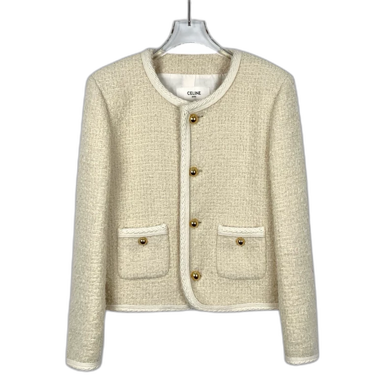 Celine Yellow Button Cashmere Weave Jacket