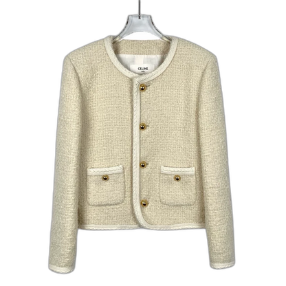Celine Yellow Button Cashmere Weave Jacket