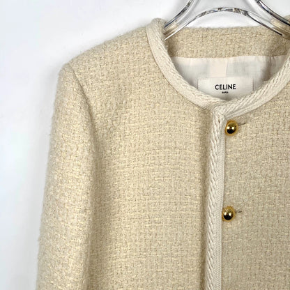 Celine Yellow Button Cashmere Weave Jacket