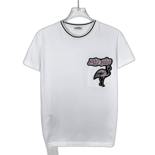 miumiu White Cotton Short Sleeve T-Shirt