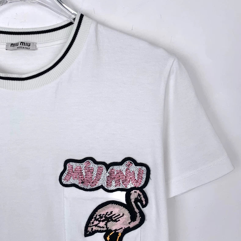 miumiu White Cotton Short Sleeve T-Shirt